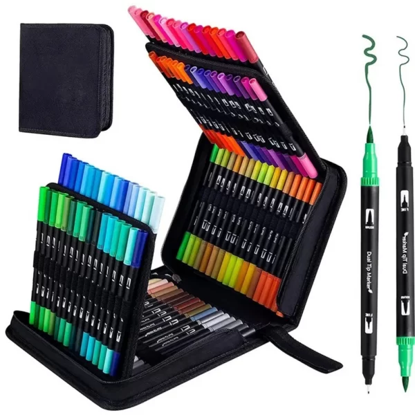 Set dvostranskih vodoodpornih barvnih markerjev, 120 kosov