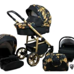 Otroški voziček BabyLux ColorLux 3v1, zlato ogrodje