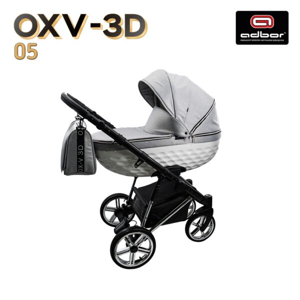 Otroški voziček Adbor OXV-3D 3v1, srebrno ogrodje