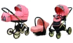 Otroški voziček BabyLux Lumio 3v1, zlato ogrodje - slika 3