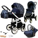 Otroški voziček BabyLux ColorLux 3v1, belo ogrodje