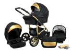 Otroški voziček BabyLux GoldLux 3v1, črno ogrodje - slika 3