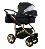 Otroški voziček BabyLux GoldLux 3v1, črno ogrodje - slika 9