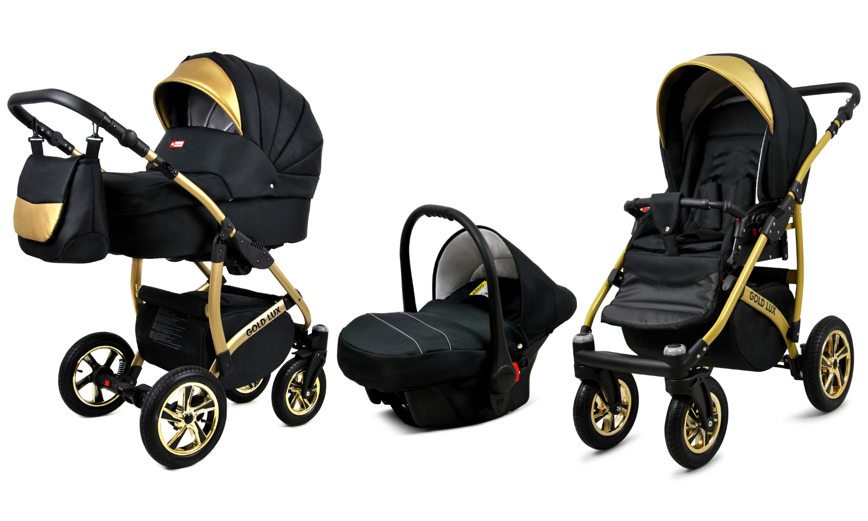 Onyx 5903689797061 Otroški voziček BabyLux GoldLux 3v1, zlato ogrodje - slika 1