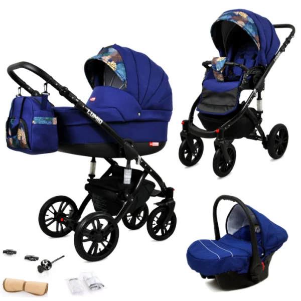 Otroški voziček BabyLux Lumio 3v1, črno ogrodje