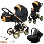 Otroški voziček BabyLux Lumio 3v1, zlato ogrodje - slika 9