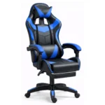 Gaming stol z naslonom za noge, moder - slika 2