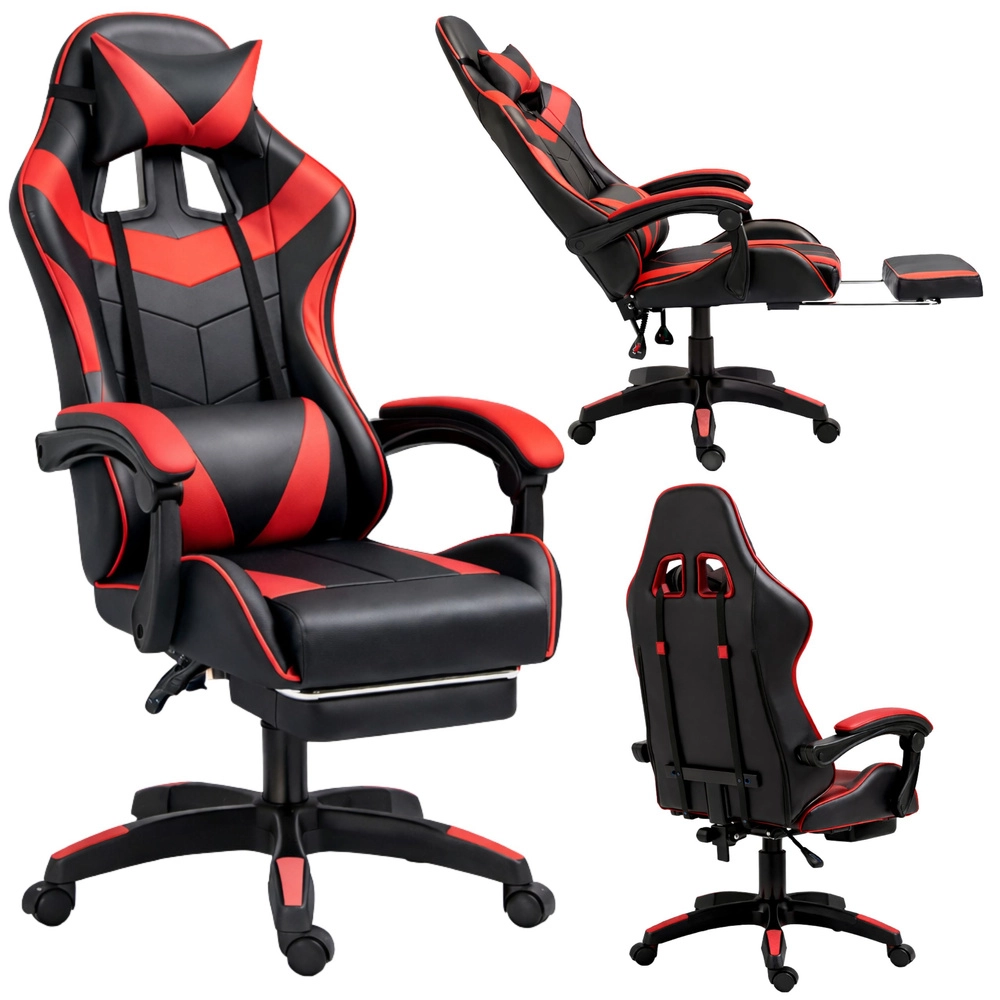 Gaming stol z naslonom za noge, rdeč Gaming stol z naslonom za noge, rdeč - slika 1
