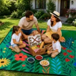 Barvita piknik odeja 100 x 150 cm za plažo, vrt in kampiranje - slika 7