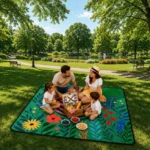 Barvita piknik odeja 100 x 150 cm za plažo, vrt in kampiranje - slika 5