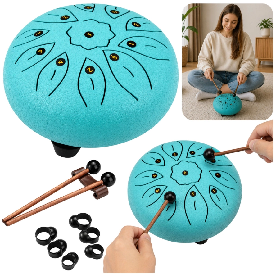 Glasbeni boben Steel Tongue Drum – 11 tonov za sprostitev, meditacijo in ustvarjanje glasbe Glasbeni boben Steel Tongue Drum – 11 tonov za sprostitev, meditacijo in ustvarjanje glasbe - slika 1