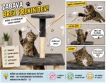 Velik mačji praskalnik s hiško, visečo mrežo in lestvijo - slika 13