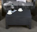 Vrtni komplet pohištva z ratan videzom 2+1+1 z blazinami, siv - slika 8