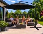 Vrtni senčnik 350 cm z nastavljivim nagibom in zaščitno prevleko, črn