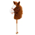 Hobby Horse, plišasti konjiček na palici z zvoki in kolesci, rjav, 100 cm - slika 3