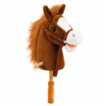Hobby Horse, plišasti konjiček na palici z zvoki in kolesci, rjav, 100 cm - slika 4