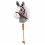 Hobby Horse, plišasti konjiček na palici z zvoki in kolesci, siv, 100 cm - slika 2