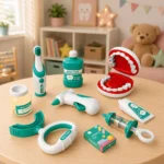 Otroški zobozdravniški set z vibracijsko zobno ščetko, 15 delni, moder - slika 3