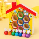 Leseni izobraževalni čebelnjak s čebelicami in pinceto, Montessori igrača - slika 4
