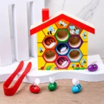 Leseni izobraževalni čebelnjak s čebelicami in pinceto, Montessori igrača - slika 5